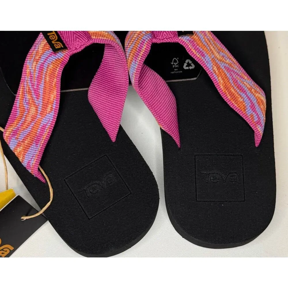 Teva Kids Pink Multi-Color Strap Flip Flops